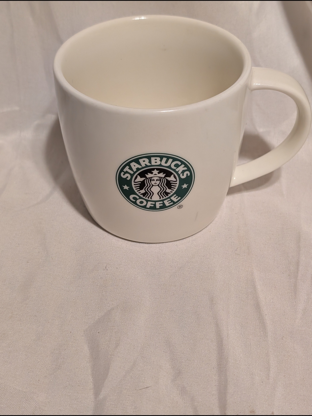 2008 Starbucks White Ceramic Coffee Mug with Green Logo